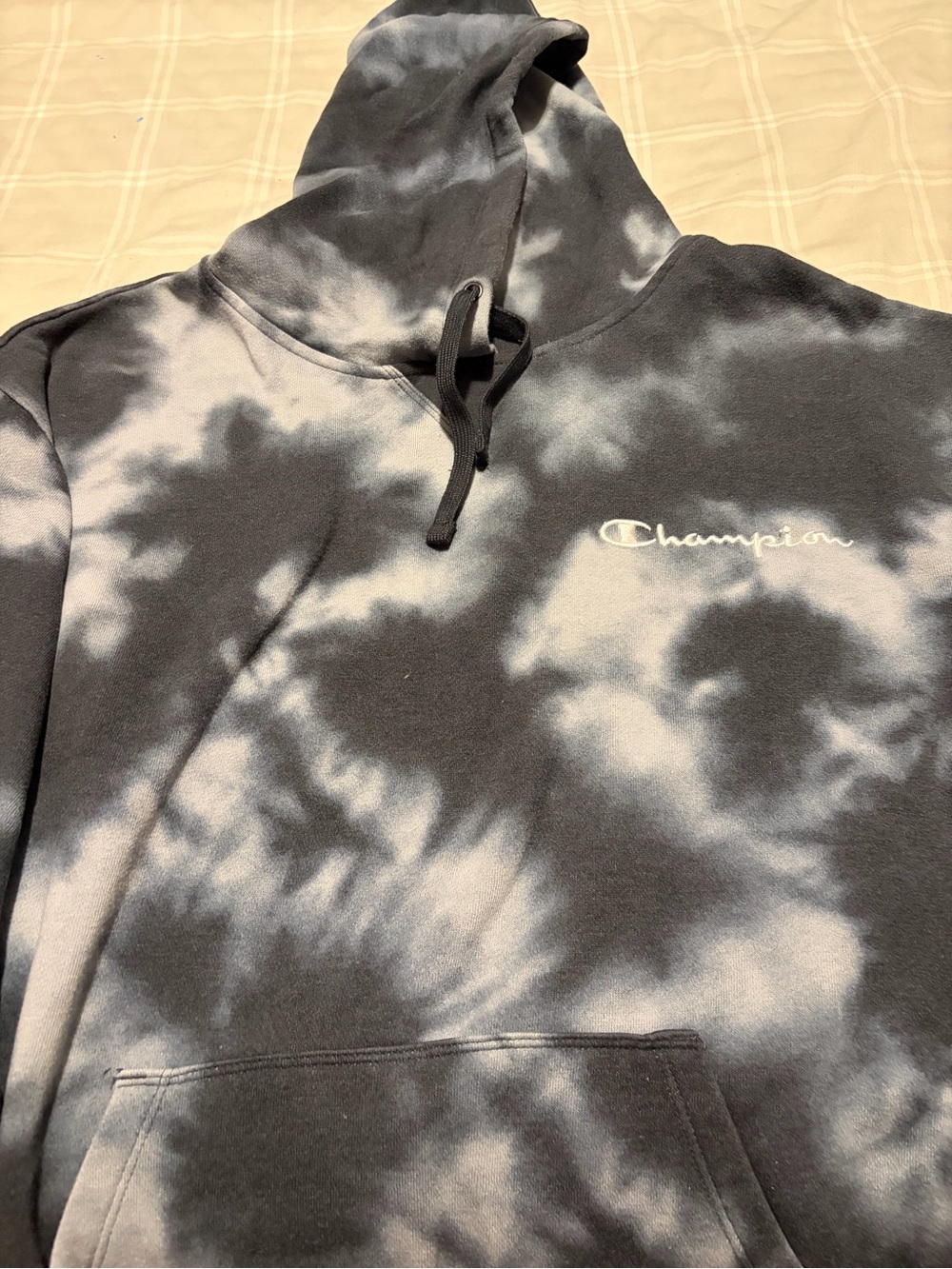 Champion Women Black & Gray Tie-Dye Pullover Hoodie